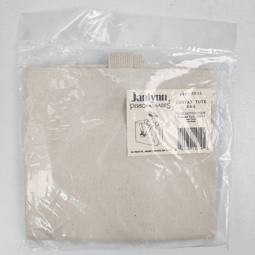 Vtg NOS 90s Janlynn Personal Wares 100% Canvas 10 Oz Cotton Duck Tote 16x14" Bag